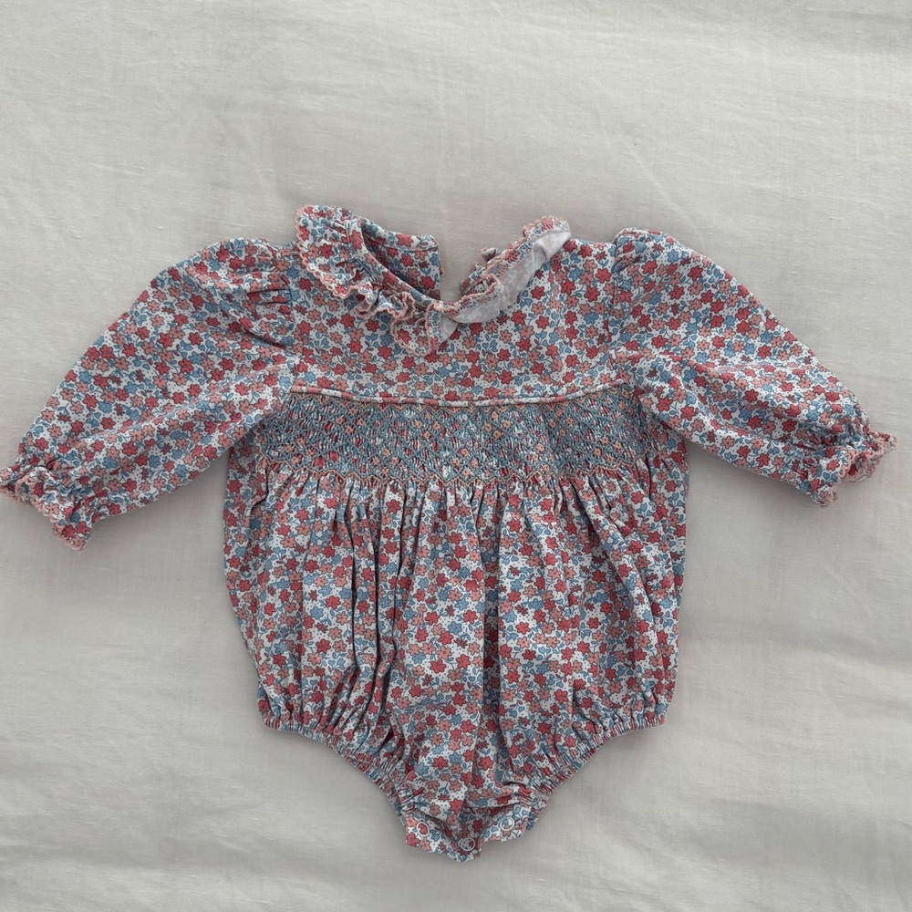 EUC smocked floral bubble